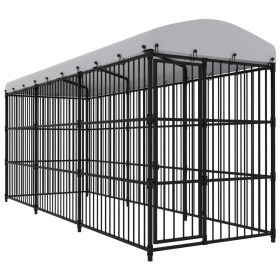 Dog Kennel Black and White Steel, Polyethylene Large Durable