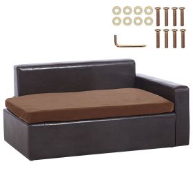 Pet Sofa, Dog Couch for Medium-Sized Dogs and Cats, Soft Leather Dog Sofa Bed, 110 lbs Loading Cat Sofa, Black